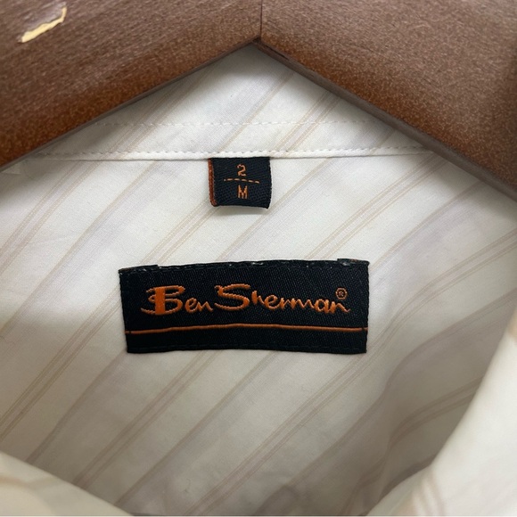 Men’s Ben Sherman Vintage Y2K Tan Striped Button Down Shirt - Medium - Picture 3 of 15